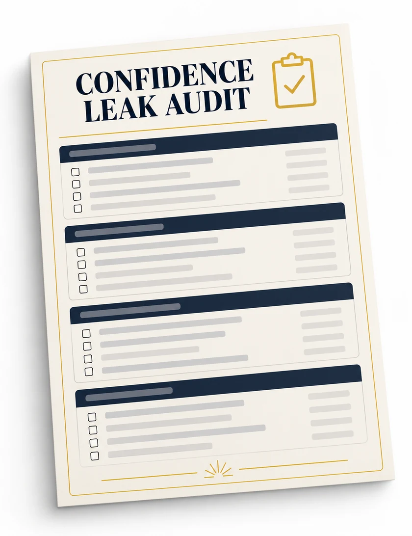 Confidence Leak Audit worksheet preview.