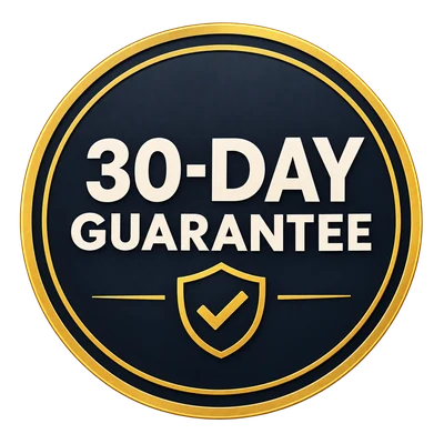 30-day guarantee seal.